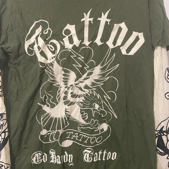 Vintage Ed Hardy Two Toned Long Sleeved Graphic Tattoo Shirt - Picture 3 of 4